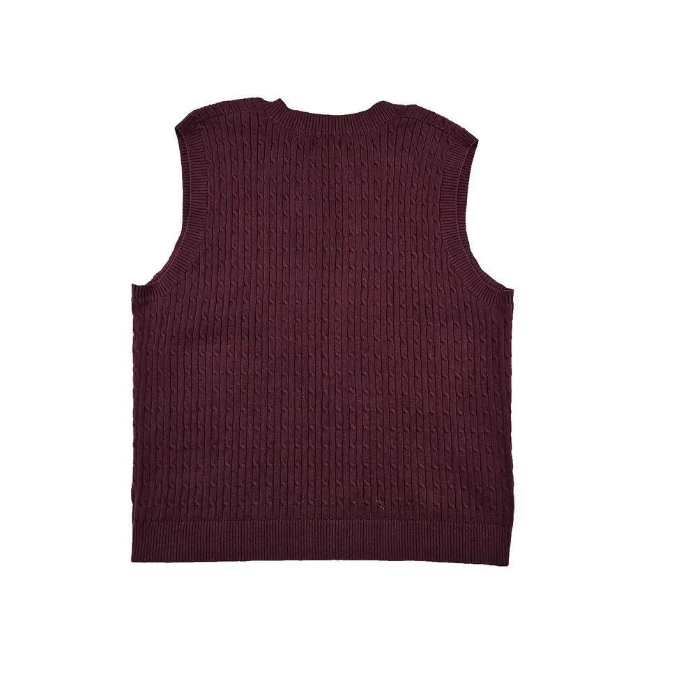 Eddie Bauer Mens Sweater Vest Cable Knit V-Neck Stretch Knit Pullover Purple‎ XL